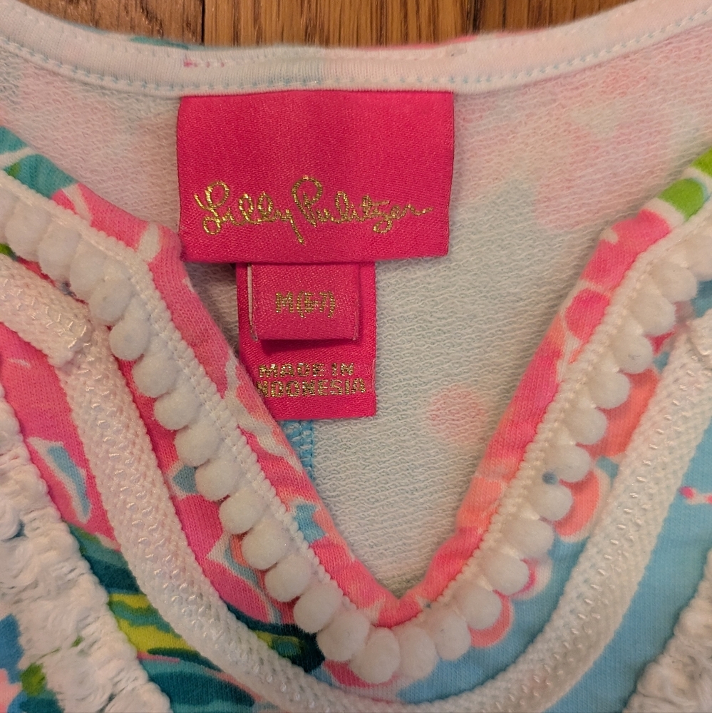 Lilly Pulitzer Pink and Blue Sleeveless Kids Dress - Picture 3 of 4